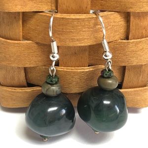 Free form green acrylic dangle earrings